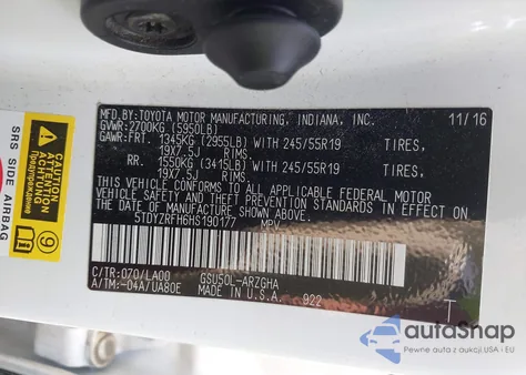 2017 Toyota Highlander Limited из США, поврежденный, VIN 5TDYZRFH6HS190177